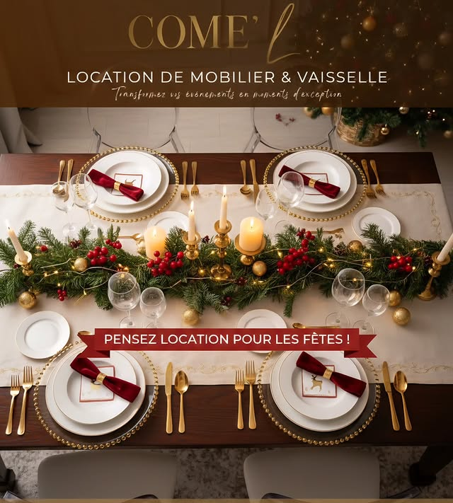 Table dressée pour les fêtes de fin d'année par Come'L
